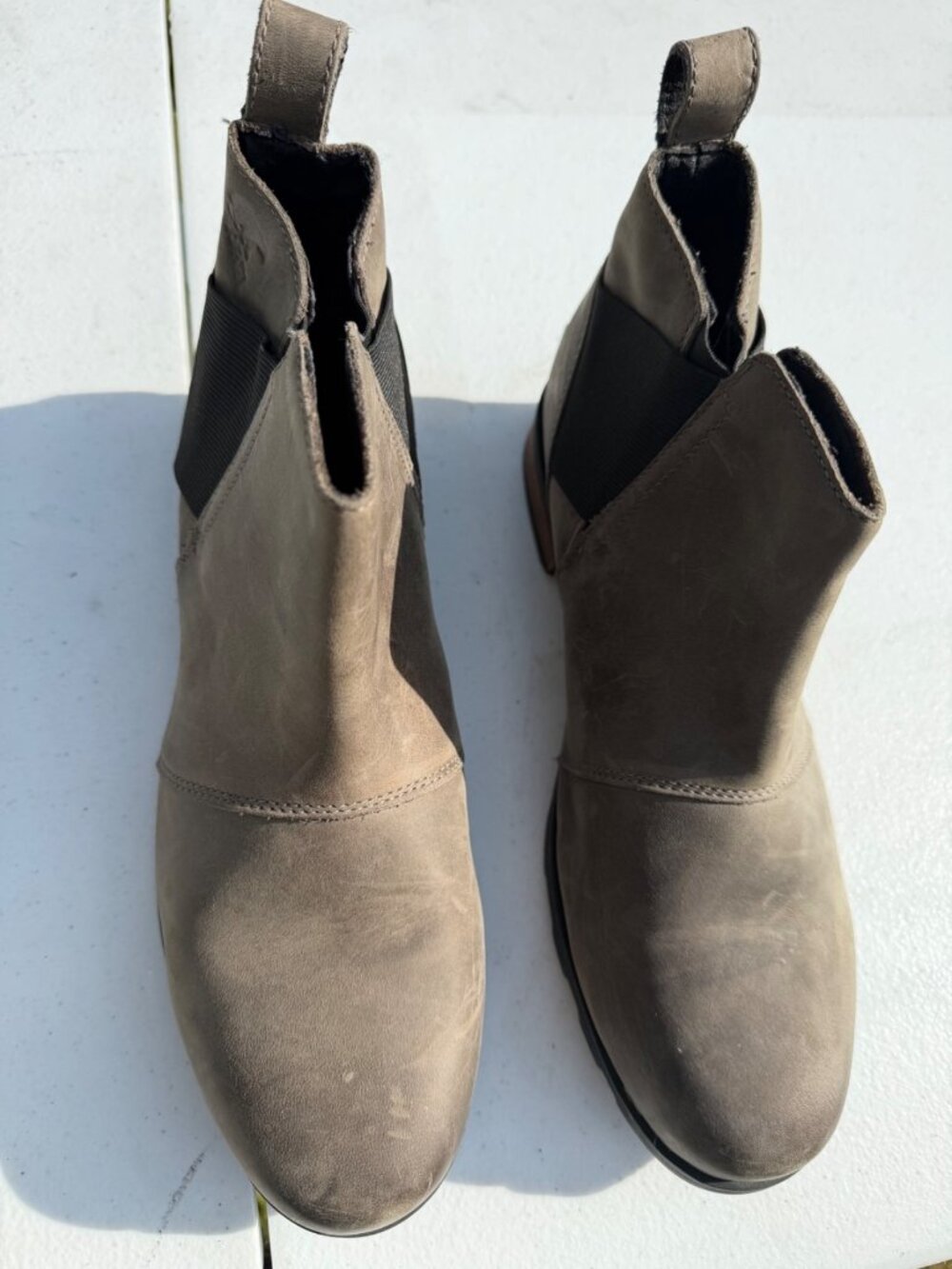 Sorel Emelie Waterproof Short Chelsea Boots Women Sz 11 EUR 42 Gray  Leather